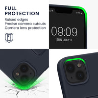 kwmobile Case Compatible with Apple iPhone 13 - Case with Hand Strap and Stand Soft TPU Silicone Coating - Blueberry