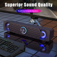 Smalody PC Speakers, Computer Speaker, USB Soundbar, Gaming with Cool LED Lights, Multimedia Speaker Perfect for PC Games,Computer, Desktop, Laptop