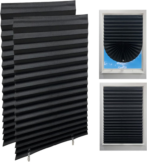 Laaorr 2 Pack Temporary Blinds Pleated Paper Blinds 90x180cm Ã¢ÂÂ Black