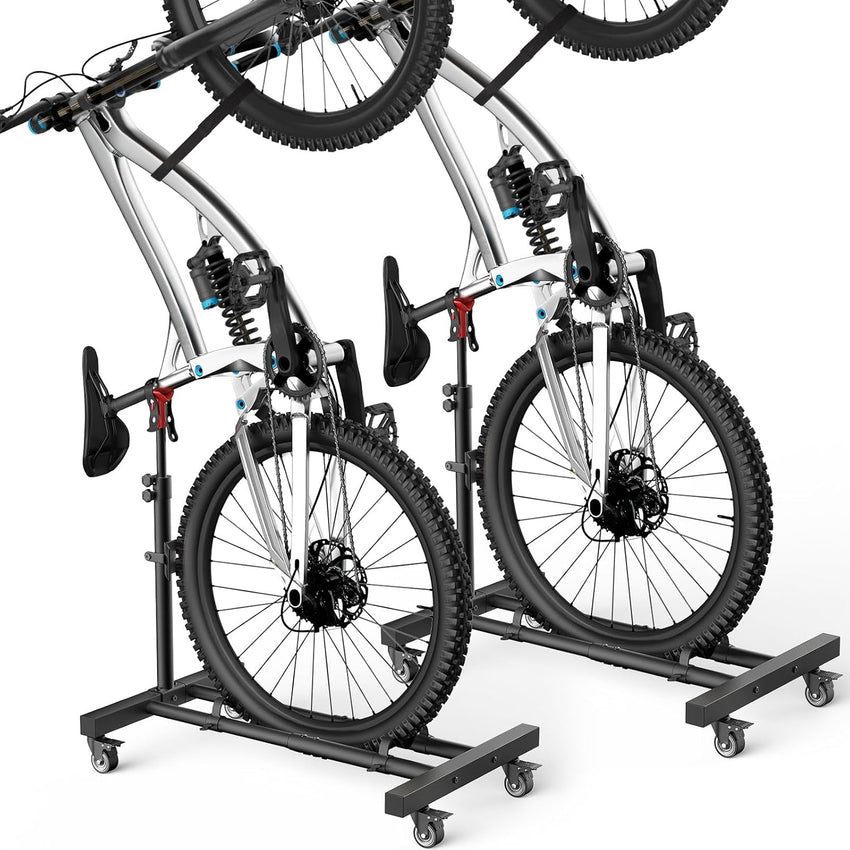 Vertical Bike Stand 360Â° Wheels Upright Storage 2 Pack up to 29in