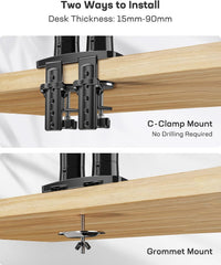 HUANUO Dual Monitor Stand for 13 to 30 Inch Screens, Dual Monitor Arm Desk Mount for Curved Flat Screens, Double Monitor Arm Support VESA 75/100 mm