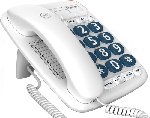 BT Big Button 200 Corded Landline House Phone, Home Phone, Elderley Friendly Big Buttons, Hearing Aid Compatible, Amplified Speech, Handsfree