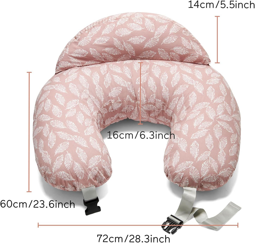 momcozy Nursing Pillow With Breastfeeding - Ergonomic Support & Original Security Fence to Baby' Safety - Making Breastfeeding Easy and Comfort for Mom & Baby - Removable Cotton Cover, Pink