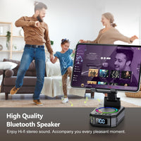 Phone Stand with Bluetooth Speaker 4-in-1 Wireless Charger Foldable RGB Lights