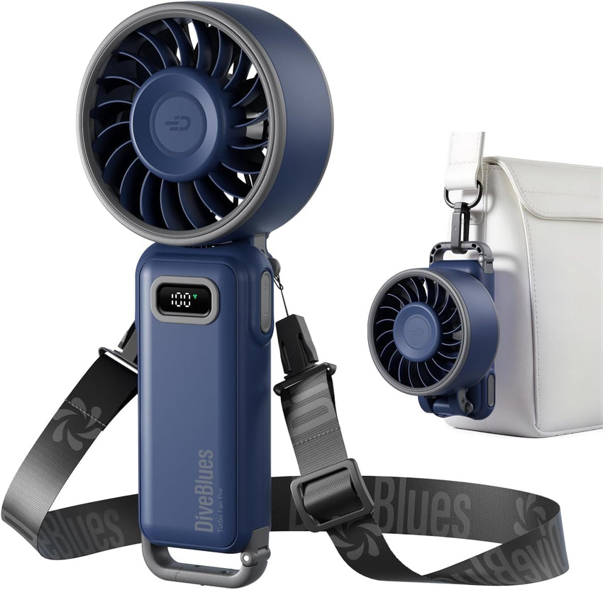 Portable Rechargeable Handheld Fan 100-Speed Stepless 12H Foldable 180Â° Neck & Desk LED Display