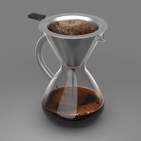 Coffee Gator Pour Over Coffee Maker Stainless Steel Filter & Glass Dripper - Paperless Hand-Drip Brewer - Eco Friendly - Kitchen & Housewarming Gifts - 800ml