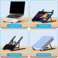 Nayka Adjustable Laptop Stand, Portable Laptop Riser for Desk, ABS+Silicone Laptop Holder, Foldable Ventilated Cooling Notebook Stand for 10-15.6" Laptops,Tablets