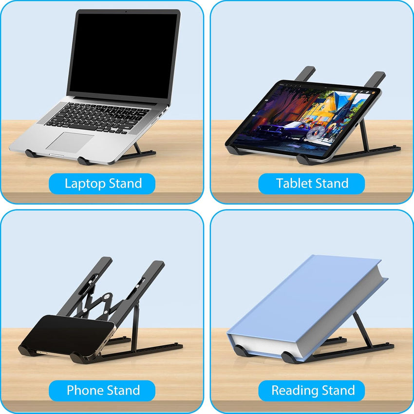 Nayka Adjustable Laptop Stand, Portable Laptop Riser for Desk, ABS+Silicone Laptop Holder, Foldable Ventilated Cooling Notebook Stand for 10-15.6" Laptops,Tablets