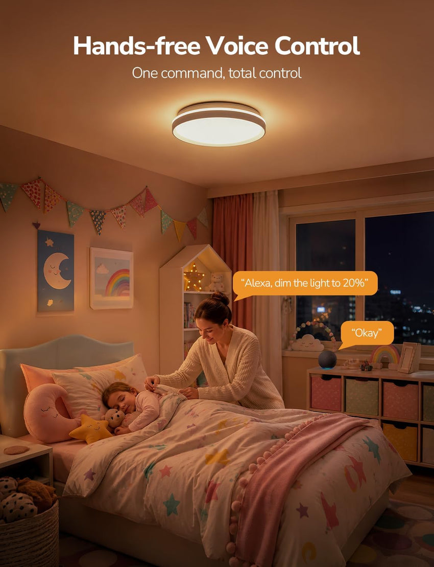 Lepro T1 AI Smart Ceiling Light 24W, Music Sync, Voice Control, AI Lighting Design Assistant, Waterproof Bathroom Light, DIY by Zone, Bluetooth&WiFi, Color Changing, Work with Alexa, Google Home, 29CM