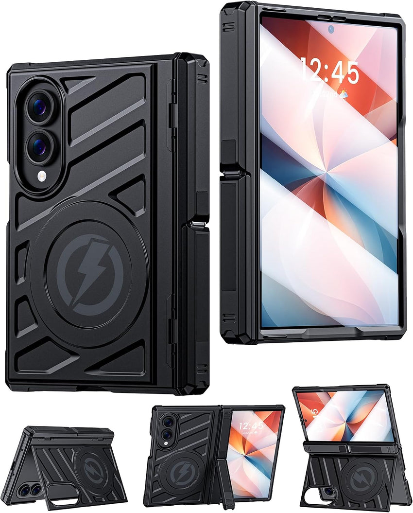 Samsung Galaxy Z Fold 8 Protective Case MagSafe Compatible Full Hinge Protection Dual-Angle Kickstand - Black