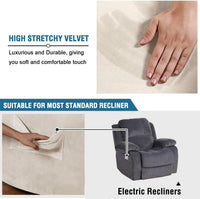 BellaHills Velvet Sofa Slipcover High Spandex Sofa Cover/Lounge Covers/Couch Covers for Recliner Ivory Sofa Protector for Dogs High Stretch Furniture Protector Cover for Recliner(Recliner, Ivory)