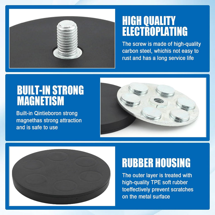 Rubber-Coated Neodymium Mounting Magnets M8 Threaded Studs Anti-Scratch Base Mount 4pcs â M8 4pc