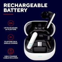 GXTrust 409 Oxxie Wireless Earbuds PS5 Switch PC Mobile, Bluetooth or USB-C Receiver, Gaming Earphones with 4 ENC Noise Cancelling Microphones, 40h Battery Life, Low Latency Stereo In Ear Buds, White