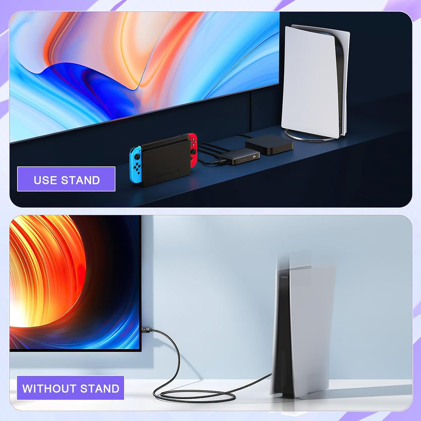 Hejo Vertical Stand for PS5, Durable Slim Stand for PS5, Stand with Anti-Slip Pads and Screws, Base Stand for PS5 Slim Accessories, Vertical Stand for PS5 Slim & PS5 Disc (Black)