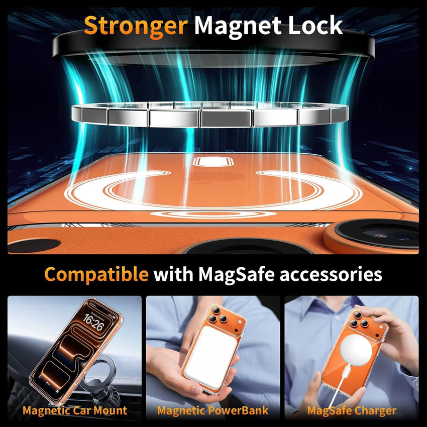 YNMEacc 5 in 1 Magnetic for iPhone 17 Pro Case with 2X Screen Protector + 2X Lens Protector, [Compatible with MagSafe] Slim Soft TPU Silicone Shockproof Anti-Scratch Phone Cover - Clear