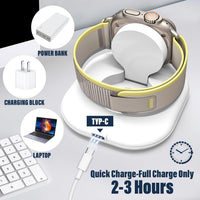 WHITE KTEBO Apple Watch Charger Cable with Dock, TYPE-C Portable Wireless Fast Charging Charger for iwatch Charger Compatible with Apple Watch Series 10/9/8/Ultra/7/SE/6/5/4/3/2