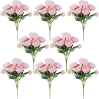 Artificial Peony Bouquet 5-Head Faux Silk Flowers 8 Bundles for Decoration