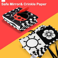 URMYWO Baby Toys 0-6 Months, Black and White Sensory Toys Brain Development, Tummy Time Toys, Soft Baby Book, Baby Essentials for Newborn 0-6-12 Months Montessori Toy Gifts