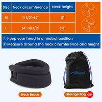 Willcom Neck Support Collar-Foam Cervical Collar, Soft Neck Brace for Pain, Torticollis, Cervicorrect and Posture Corrector- Can Be Used During Sleep, Travel and Rest (Black, Large, 14-16.5 Inch)