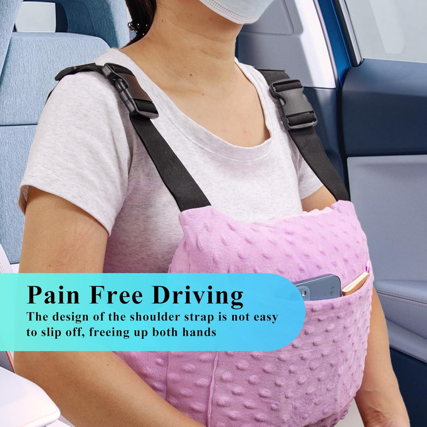Post-Surgery Recovery Pillow Cushion for Abdomen with Shoulder Strap & Pockets Ã¢ÂÂ Large