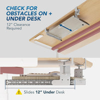 Under-Desk Extendable Keyboard Tray C-Clamp Sliding Platform 838x280mm