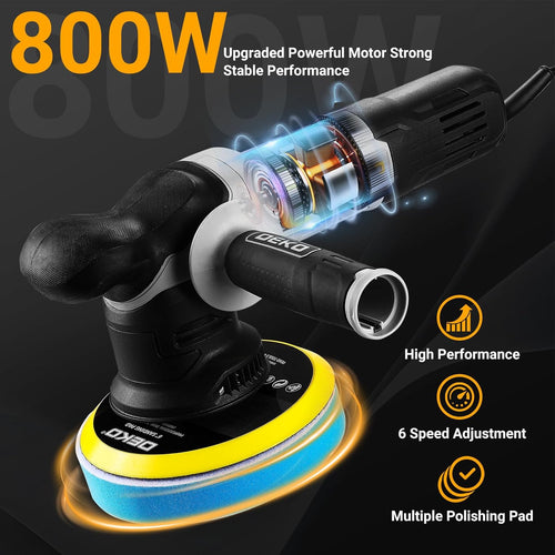 Dual Action Polisher 900W 150mm Pad 6-Speed Random Orbit 600â4000RPM â 150mm