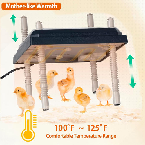 Chick Brooder Heating Plate 10in Adjustable Angle Height Easy Clean Thermostat Black 10Ã10in Safe