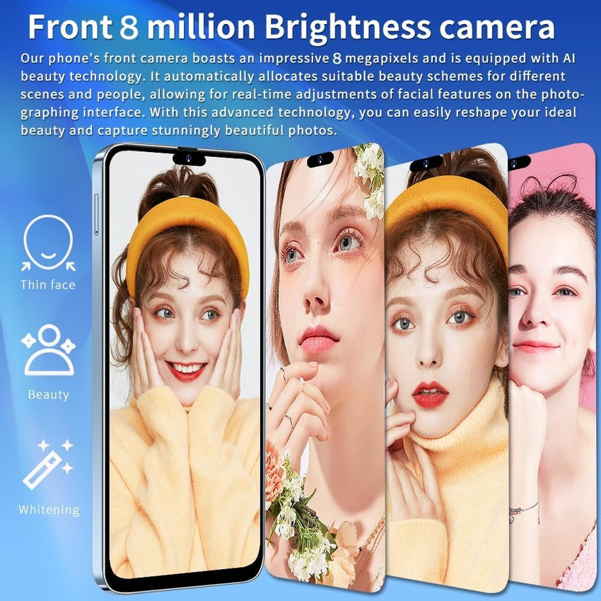 PrzTIk 6.3" HD Screen Cheap Smartphone, 16GB ROM (Expansion to 128GB), 4000mAh Large Battery, Dual SIM Dual Camera,Android 10.0,Support WIFI Bluetooth Face ID Mobile Phone (Purple)