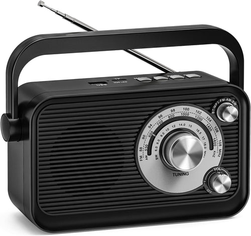 Tendak Portable Radio, Transistor Radio FM AM SW with Excellent Reception, Bluetooth, Headphone Jack, 5W Large Speaker, Large Dial Easy to Use for Seniors Elderly