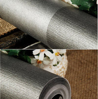 Vertical Striped Non-Woven Wallpaper Roll Minimalist Modern Non-Pasted for Living Room Bedroom Black Grey 1.73' x 32.8'