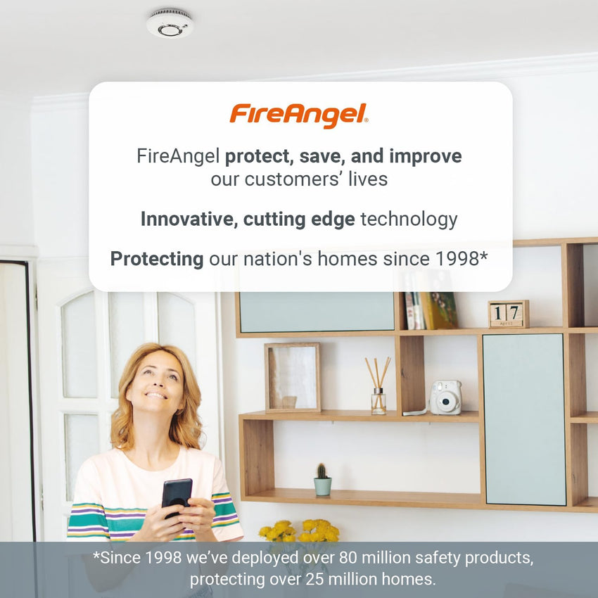 FireAngel Optical Smoke Alarm Replaceable Battery Test/Silence â White 90x35mm