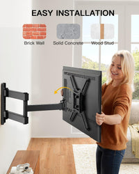 AM alphamount TV Wall Bracket for Most 26-60 inch LED LCD Flat and Curved TVs up to 35kg, Sturdy TV Wall Mount with Tilt Swivel Extension, Max VESA 400x400mm, APPIMF7
