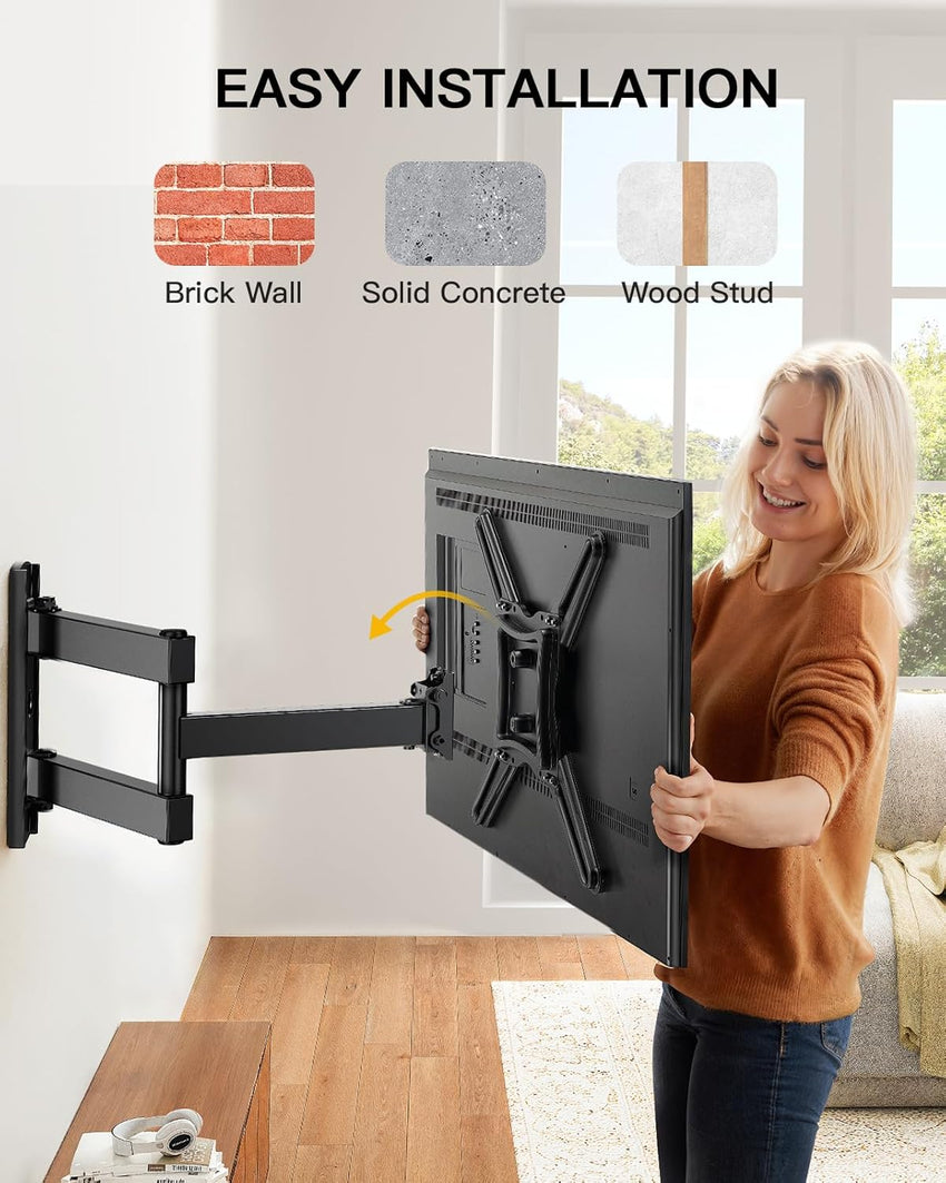 AM alphamount TV Wall Bracket for Most 26-60 inch LED LCD Flat and Curved TVs up to 35kg, Sturdy TV Wall Mount with Tilt Swivel Extension, Max VESA 400x400mm, APPIMF7