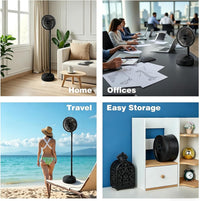 Portable Oscillating Pedestal Fan 8" Foldable 7200mAh Rechargeable 4 Speeds Remote â White
