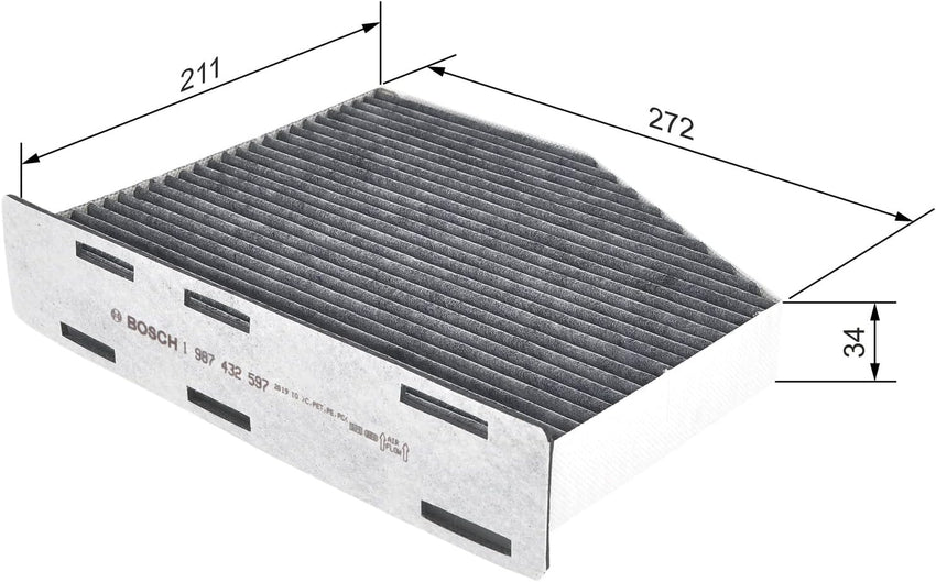 Bosch Cabin Air Filter R2597 Activated Carbon Pollen & Dust Protection