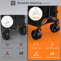 BTTN 300L Large Folding Festival Trolley on Wheels, 210kg Capacity Garden Cart with 18x10 cm Big All-Terrain Extra Wide Wheels, Portable Utility Storage Wagon for Shopping Camping Beach Garden, Black