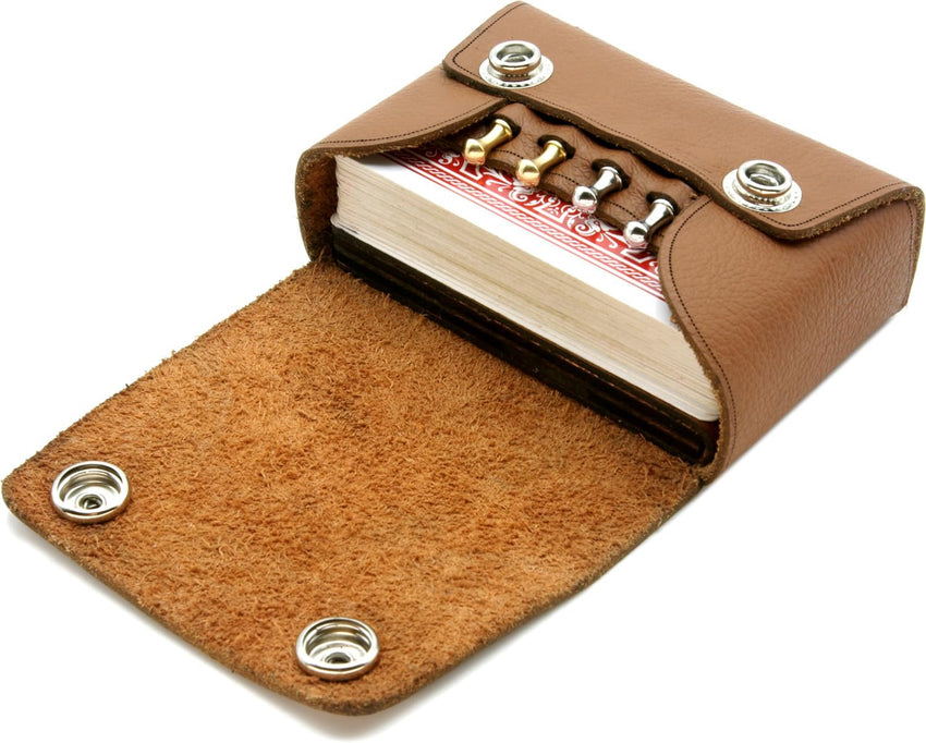 Brown Leather travel cribbage set, British made
