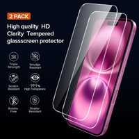 ivoler 3 in 1 Camera Cover for iPhone 16 6.1-Inch Case, 2 Pack Tempered Glass Screen Protector, Slim Soft TPU Shockproof Anti-Scratch Silicone - Clear