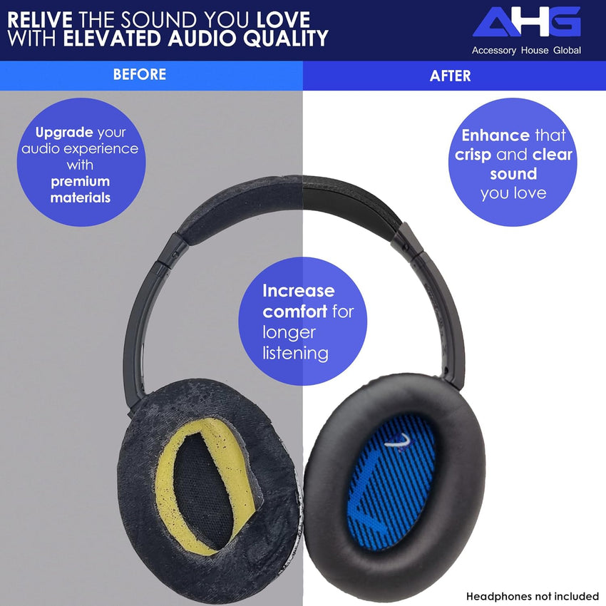 AHG Accessory House Global Replacement AE2 / Soundtrue ear pads and Headband pad cushion kit. Compatible with Bose SoundLink AE/SoundTrue AE/Around-Ear 2 and Around-Ear 2 Wireless Headphones