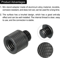 Mic Stand Adapter 3/8 Female to M10 Male Thread for Microphone Tripod â Black