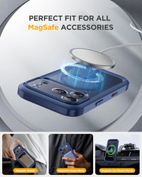 Miracase Magnetic Case for iPhone 17 Pro with Built-in Glass Screen Protector â Blue