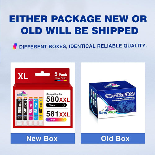 KINGWAY 580XXL 581XXL Ink Cartridges Replacement for Canon 580 & 581 Ink Cartridges Compatible with Pixma TS705 TR8550 TR7550 TS6150 TS6151 TS6250 TS6251 TS6350 TS8350 TS8351 TS9550 TS8352, 5 Pack