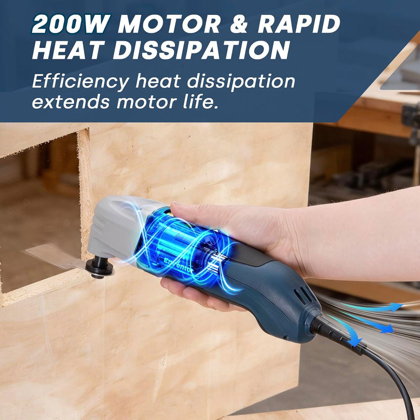 Oscillating Multi Tool 200W Corded 22000 OPM 3ÃÂ° Oscillation with 20 Accessories