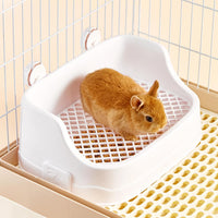 Medium Rabbit Litter Box, Detachable Bunny Corner Toilet with Large Container for Medium&Small Size Animals Bedding Litter Pan Potty Trainer for Small Animals Guinea Pigs Hamsters Galesaur (White)