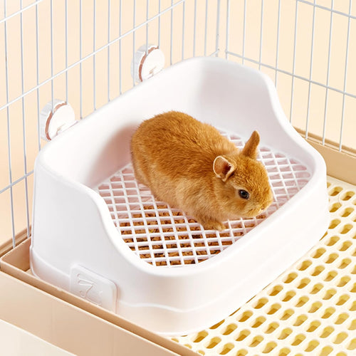 Medium Rabbit Litter Box, Detachable Bunny Corner Toilet with Large Container for Medium&Small Size Animals Bedding Litter Pan Potty Trainer for Small Animals Guinea Pigs Hamsters Galesaur (White)