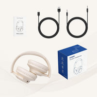 Over-Ear Bluetooth Headphones 65H Playtime Foldable Lightweight Deep Bass Stereo with Mic Beige