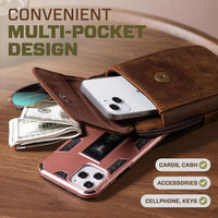 Hengwin Cross Body Bag Genuine Leather for iPhone 16 Pro Max/16 Plus, Passport Holder Travel Wallet Small iPhone 15 14 13 12 11 XS Max, 8 7 6S Plus, Samsung Galaxy S25 S24 S23 S22 S21 Ultra (Coffee)