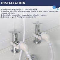 Croydex Secura Shower Head and Hose - Easy Install Push On Shower Attachment for Bath Taps with 1750mm Hose Length, Straps to Secure, Rub Clean Nozzles and Compatible with Low or High Pressure Systems