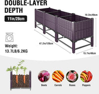 Raised Garden Bed with Reinforcement Rods Elevated Planter Box with Drainage 120 x 40 x 50 cm â Purple Double Layer