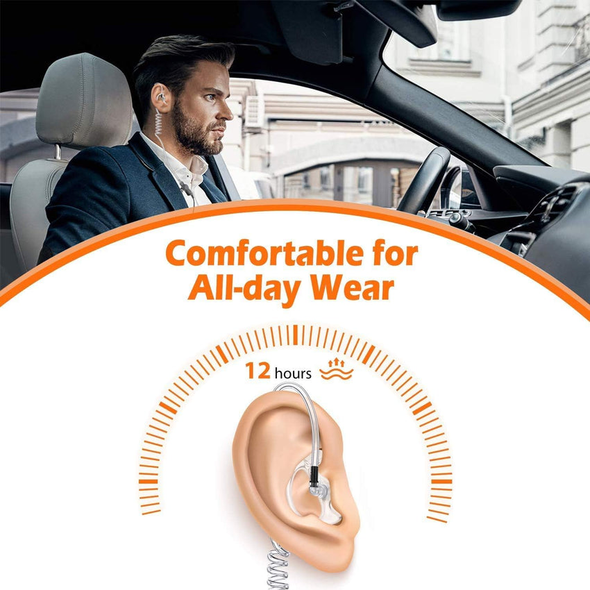 zeadio [8 Pair] Radio Earpiece, Soft Silicone Earmould Earbud Earplug for Walkie Talkie Acoustic Earpiece Headset, Two-Way Radio Coil Tube Audio Kits - Clear